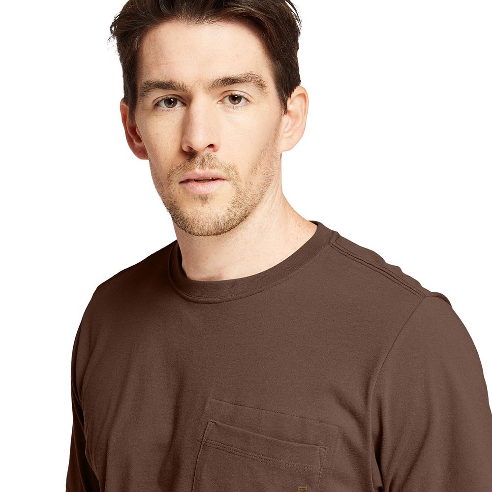 Camisetas Masculino - Timberland Pro® Short Sleeve Base Plate Wicking - CQXUG7514 - Marrom